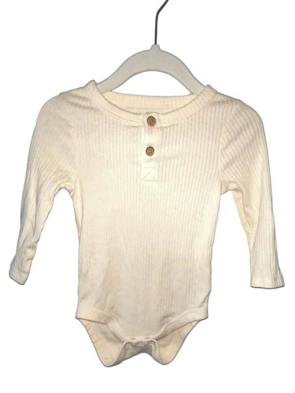 Baby Cat & Jack Cream Ribbed Long Sleeve Henley Bodysuit